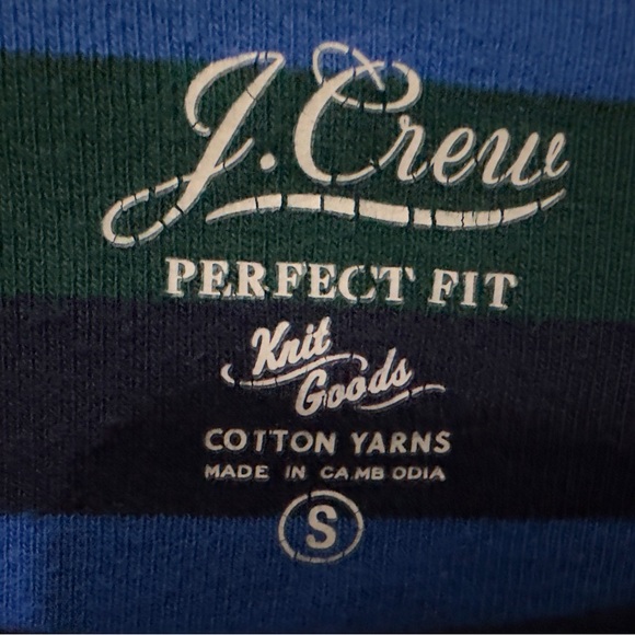J.Crew | NWOT Navy Green Perfect Fit Long Sleeve Striped Long Sleeves (Sz S) - Picture 7 of 13